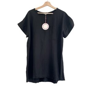 Umgee Linen Blend Beach Resort Lagenlook Neutral Minimal Tunic Dress Top M NWT